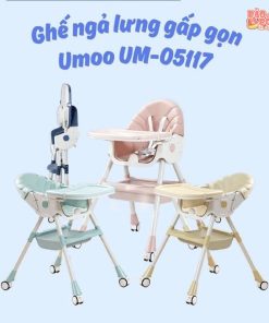 Ghế ăn dặm có bánh Umoo UM - 05117 gấp gọn ngả lưng 3 tư thế