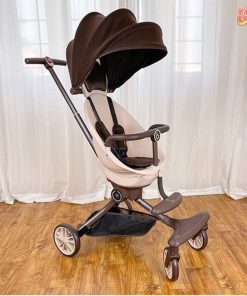 Xe đẩy gấp gọn V18 cao cấp, ngồi ngả 5 chế độ kèm gối da và đệm ngồi ( có ảnh thật)