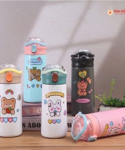 Bình giữ nhiệt hình thú có ống hút an toàn cho bé