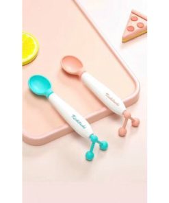 Thìa báo nóng cán xoay 360 độ chống đổ KICHILACHI an toàn cho bé yêu