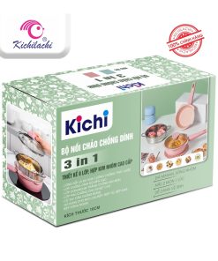 Bộ nồi chảo men đá chống dính kèm giá hấp KICHI