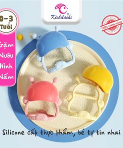 Gặm nướu silicone Kichi hình nấm có hộp đựng tiện dụng