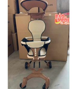 Xe đẩy gấp gọn có mái màu nâu