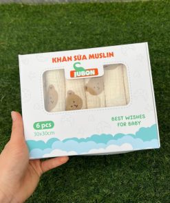 Hộp 6 khăn sữa Jubon muslin cho bé