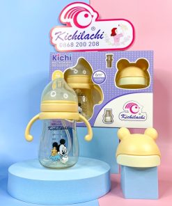 Bình sữa Kichi Mickey tritan cổ rộng 2in1 240ml