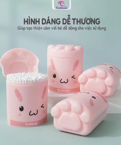 Tăm bông trẻ em thân giấy hộp hồng kichi