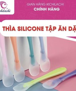 Thìa ăn dặm silicone Kichi hộp 2 cái