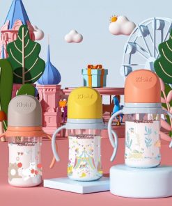 Bình sữa kichi PP cổ rộng có quai cầm160ml/240ml/300ml-mẫu mới 2023