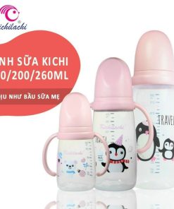 Bình Sữa Kichi PP Cổ Hẹp có quai cầm 140ml,200ml,260ml - mẫu 2023