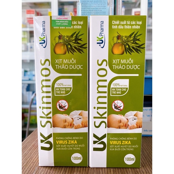 Xịt muỗi thảo dược Skinmos an toàn cho trẻ nhỏ 100% Natural