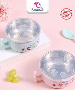 Bát inox Kichi có nắp và thìa 9015