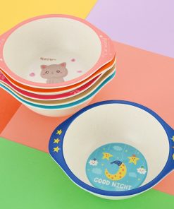 Bát phíp sợi tre tập ăn dặm cho bé nhiều hình ngộ nghĩnh.