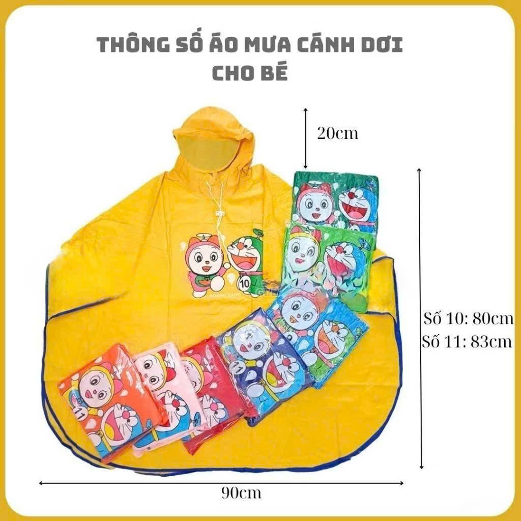 Áo mưa cánh dơi họa tiết in cho bé